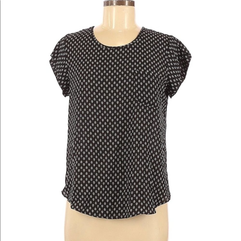 Lily White Black patterned Pocket Blouse